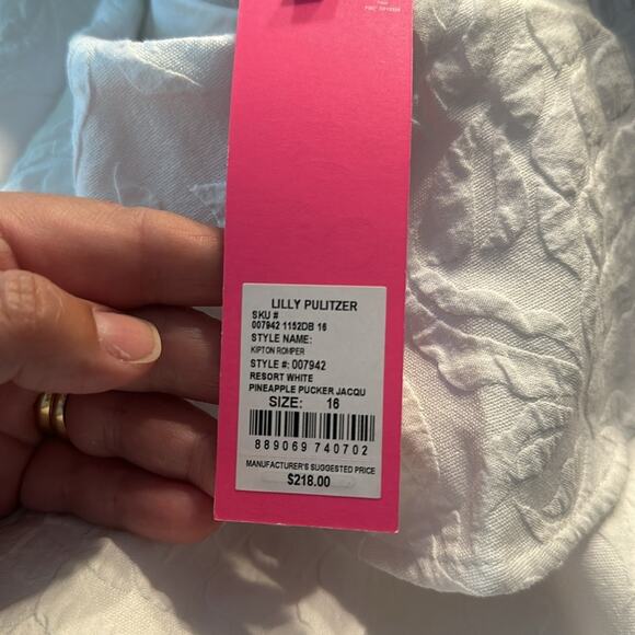LILLY PULITZER PINEAPPLE PUCKER JACQUARD KIPTON ROMPER WHITE size 16 New - Picture 11 of 11